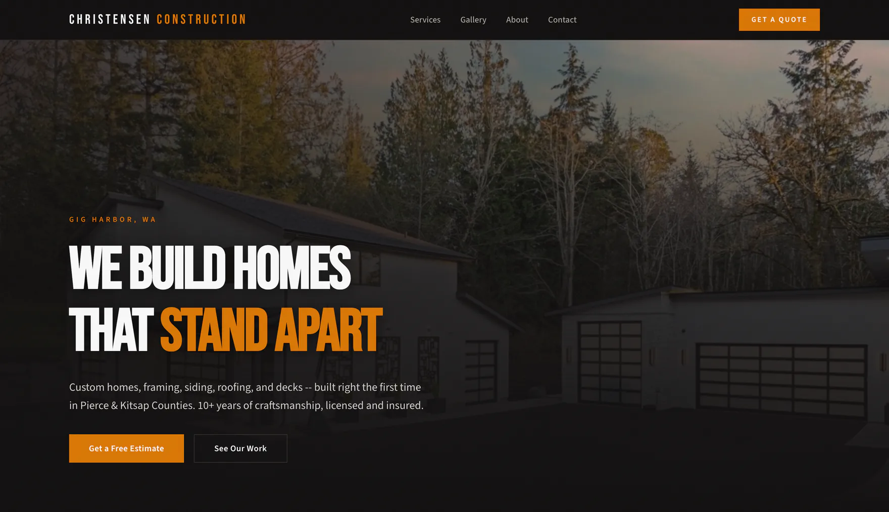 christensenbuilt.com, desktop view