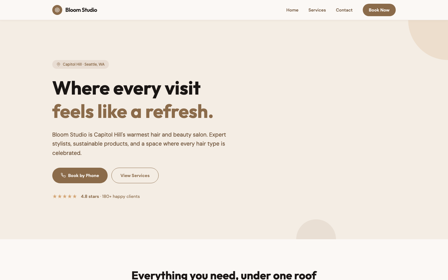 bloom studio - Hair & Beauty Salon website preview