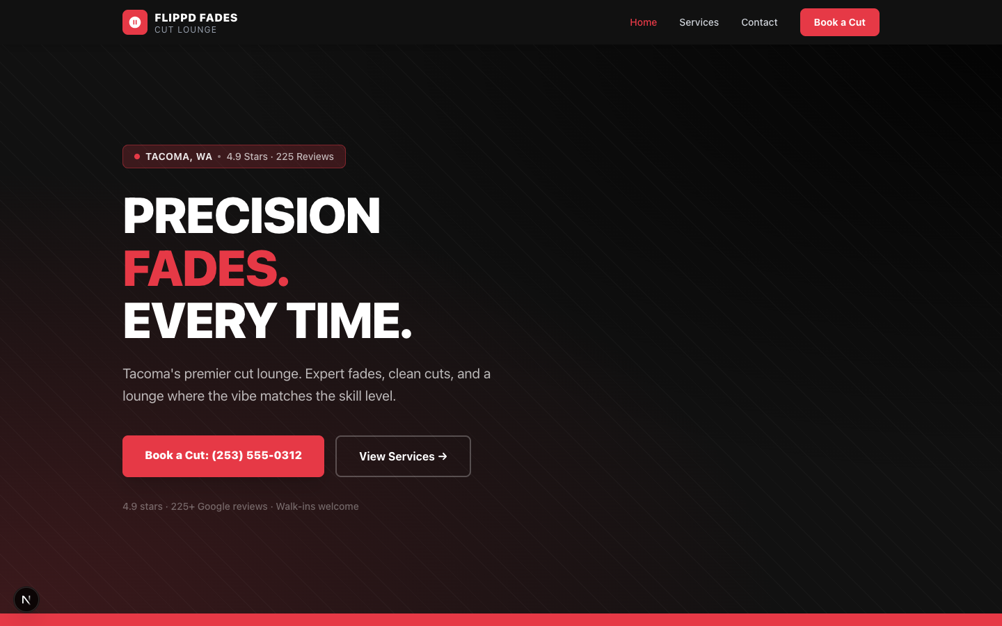 cascade cuts - Barbershop website preview
