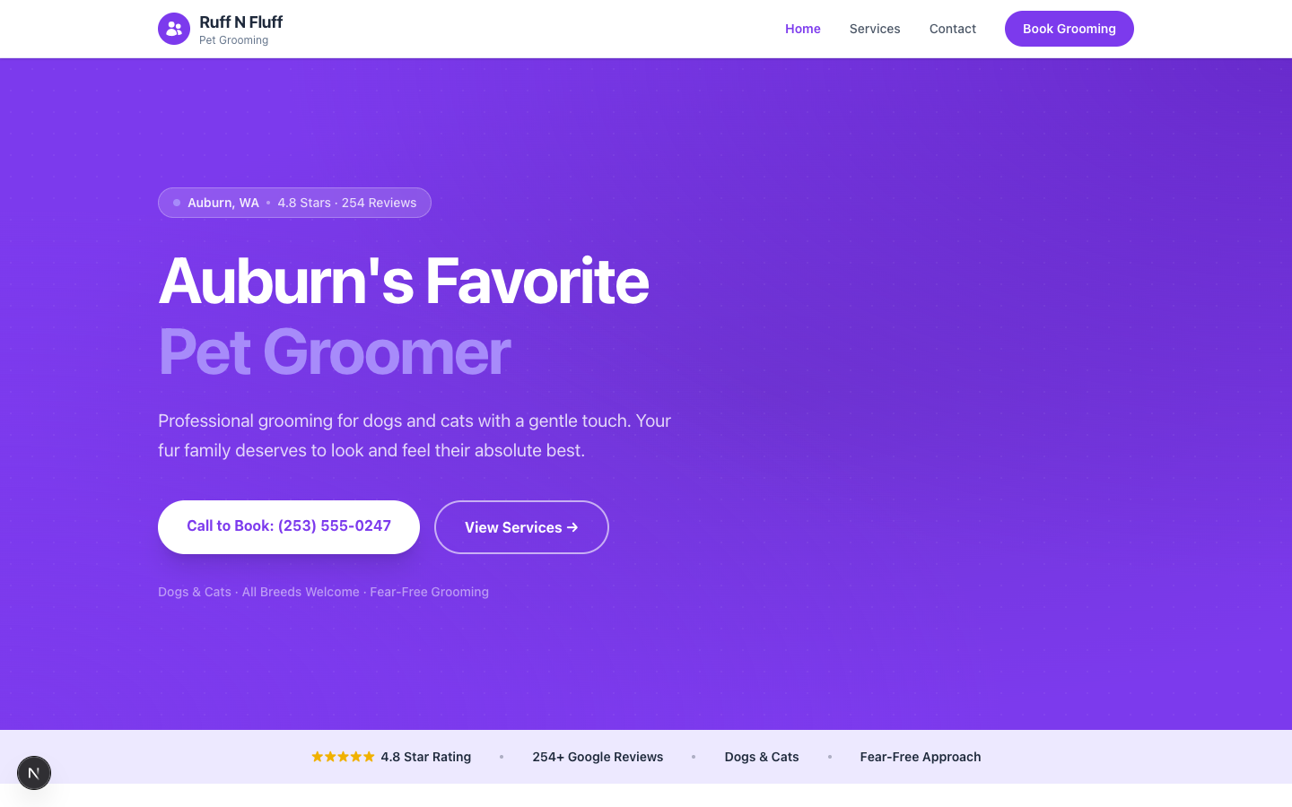 pawsitive grooming - Pet Grooming website preview