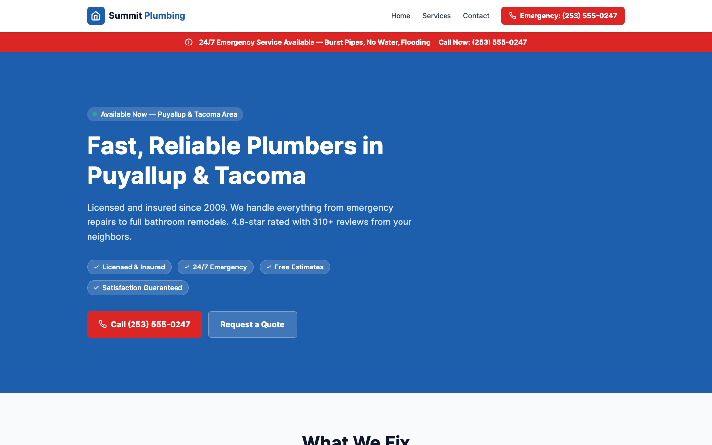 summit plumbing - Plumbing Contractor website preview